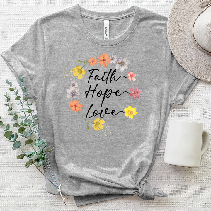 Faith Hope Love Wreath Heathered Tee