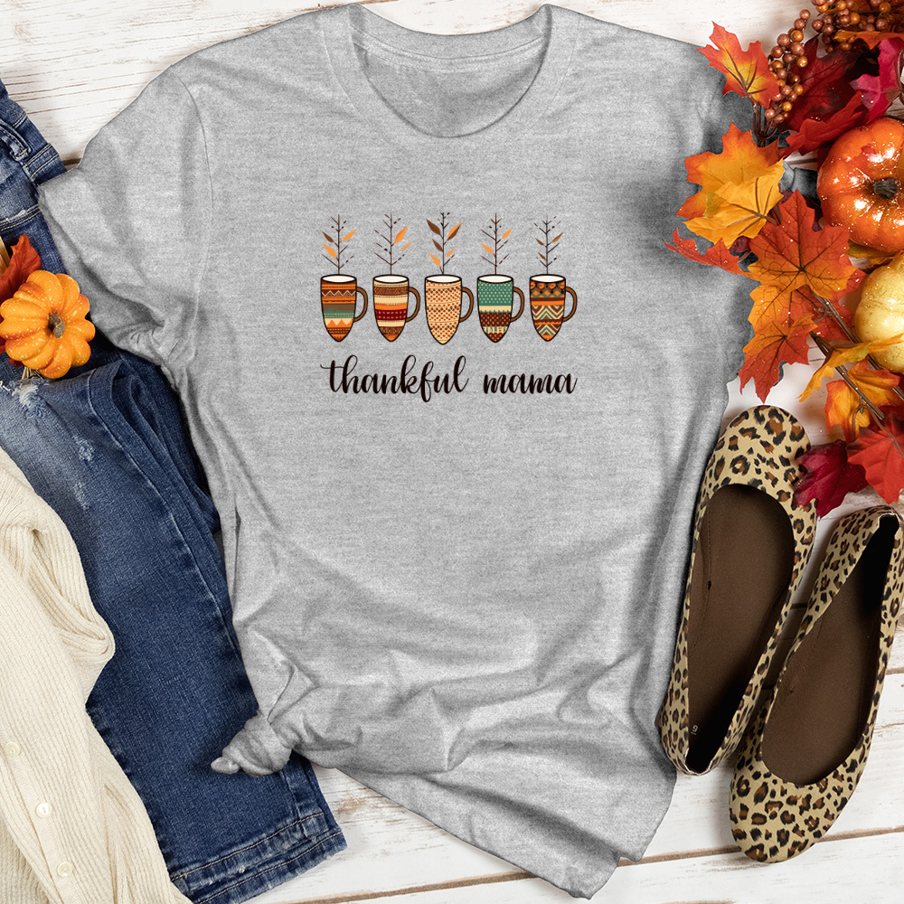 Retro Fall Mornings Argyle Trio Coffee Cups Heathered Tee