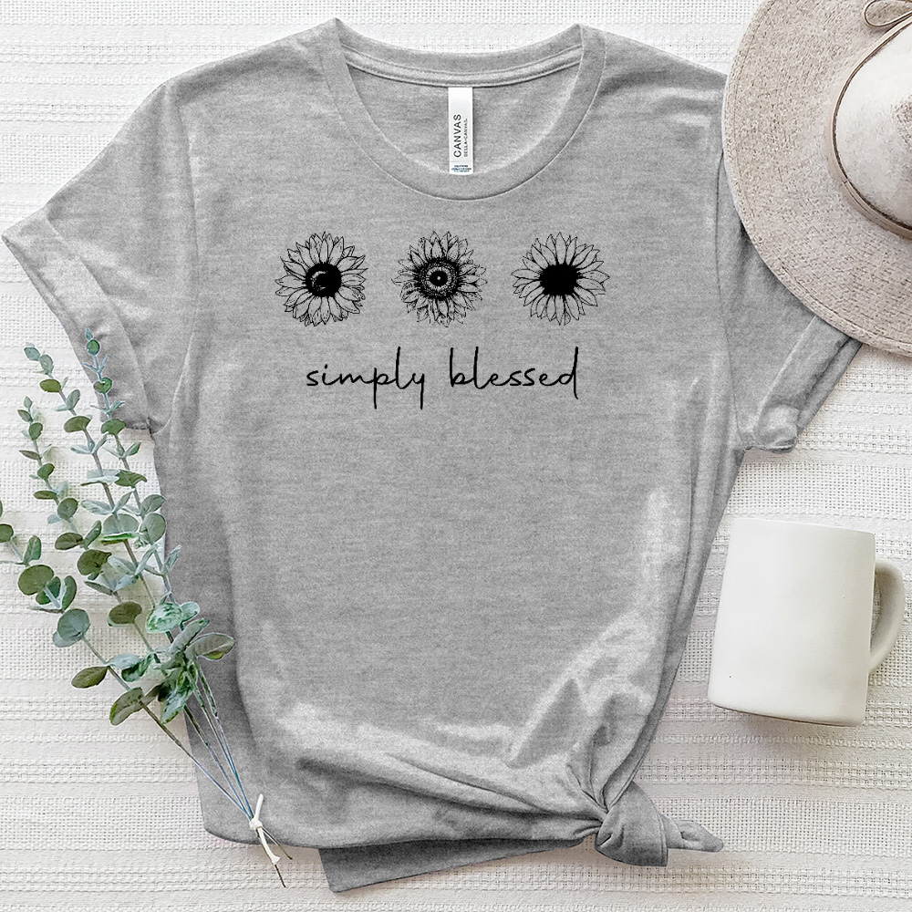 Simply Blessed Sunflower Pattern Heathered Tee