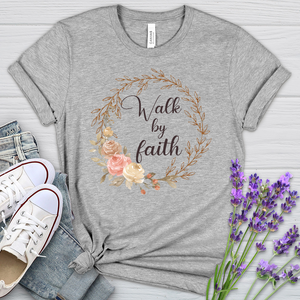 Walk By Faith Floral Wreath Heathered Tee