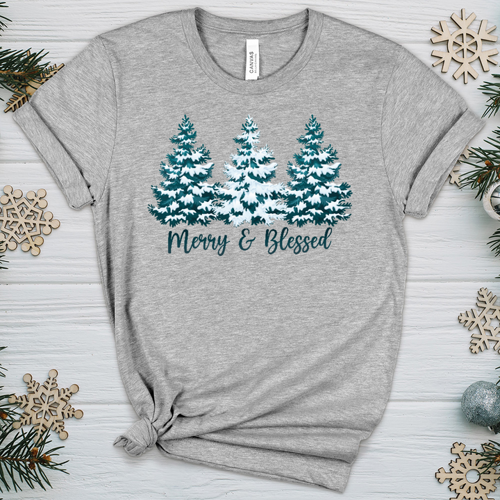 Snowy Blessed Trees Heathered Tee