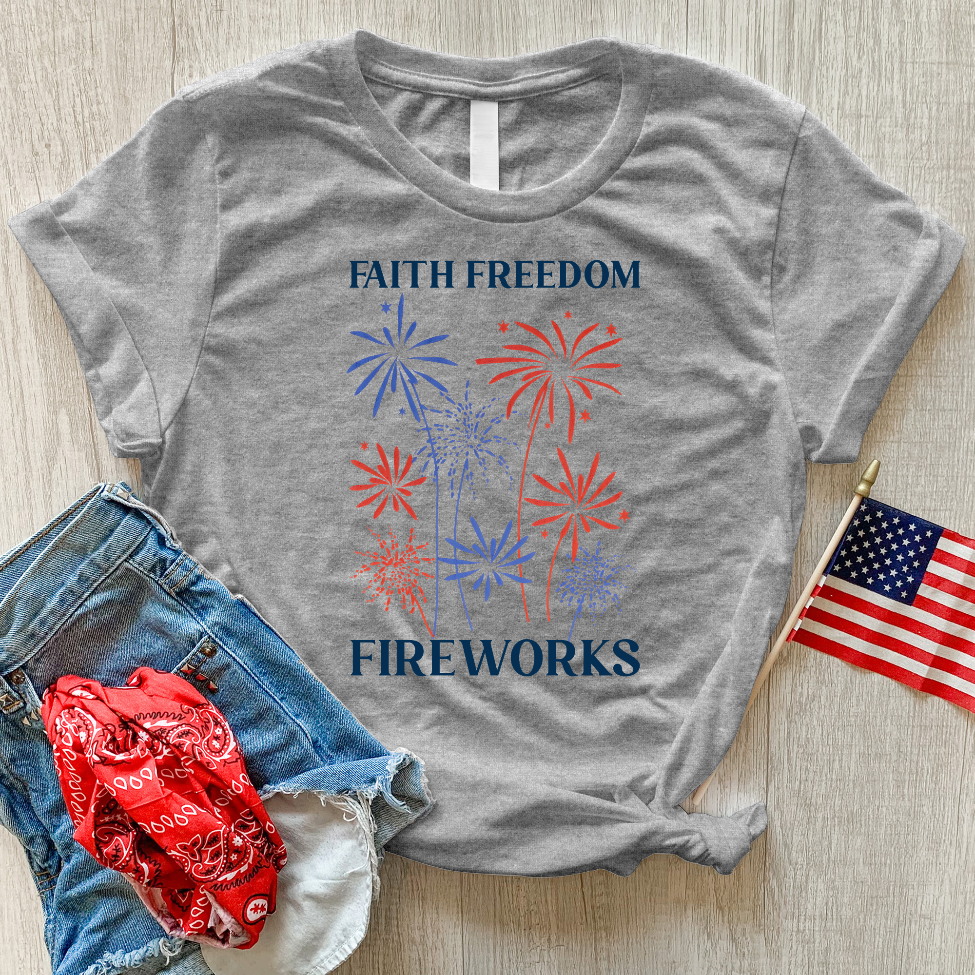 Faith & Fireworks Garden Heathered Tee