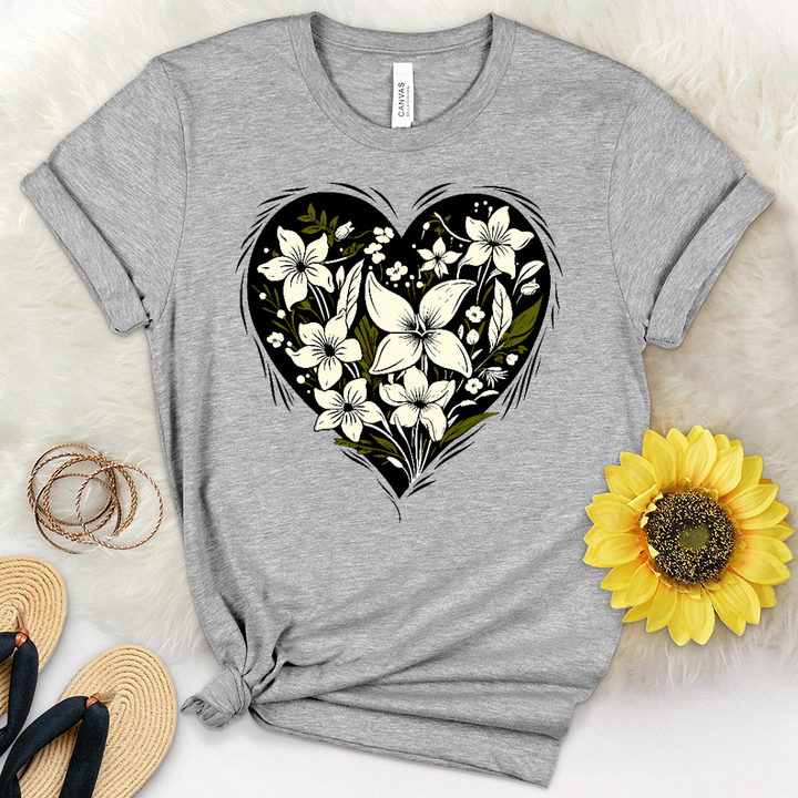 Heart Shape Flower Heathered Tee