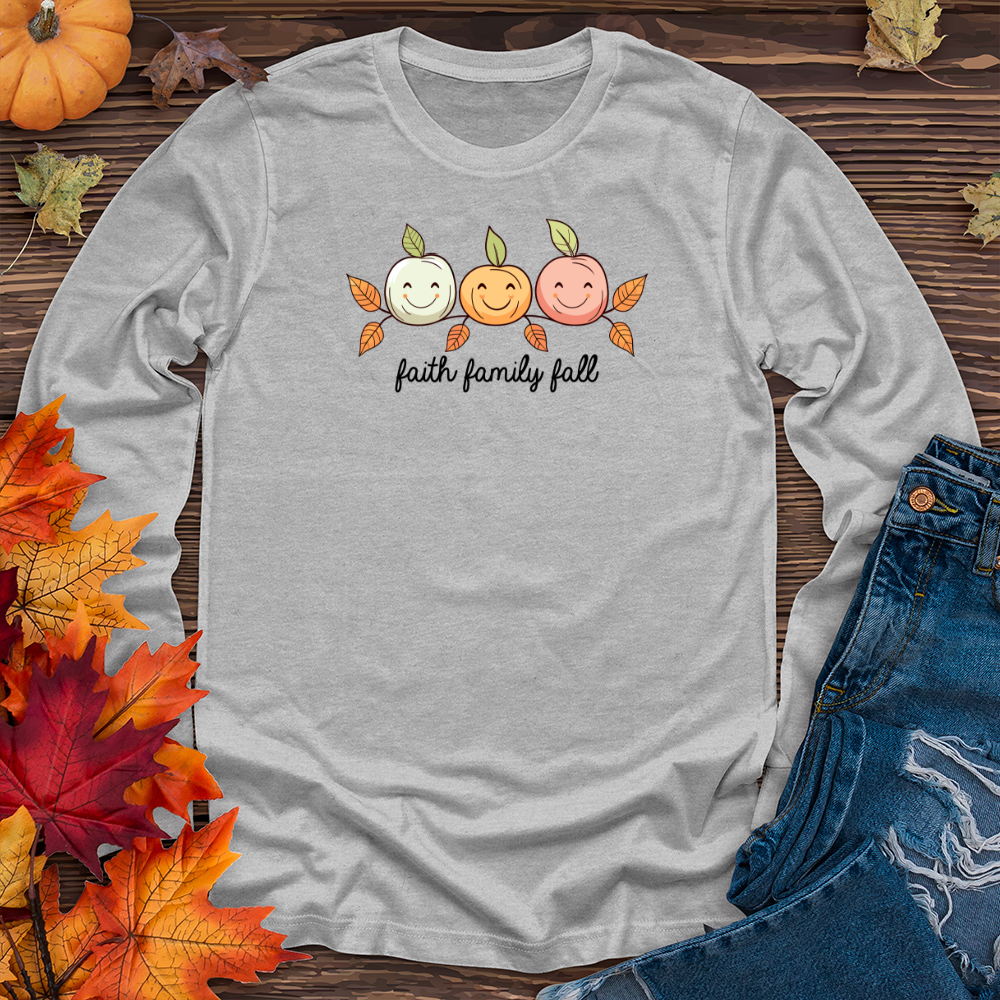 Pastel Leaf Pumpkin Trio Long Sleeve Tee