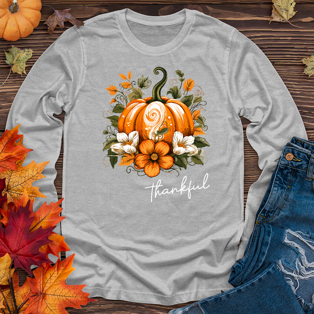 Thankful Foliage Pumpkin Long Sleeve Tee