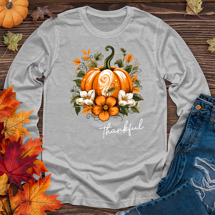 Thankful Foliage Pumpkin Long Sleeve Tee