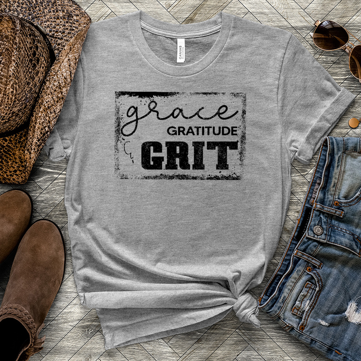 Grace Gratitude & Grit Heathered Tee