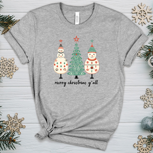 Etsy Snowman Pastel Tree Trio Heathered Tee