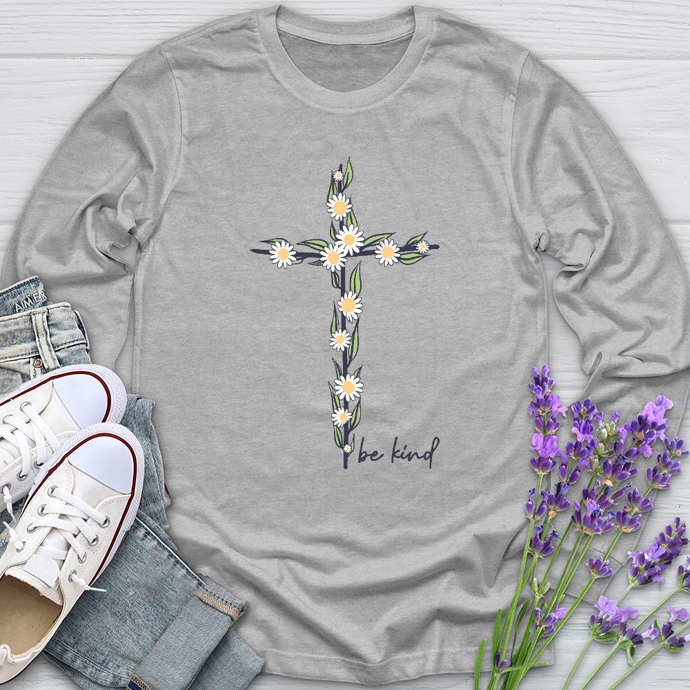 Be Kind Floral Cross Long Sleeve Tee