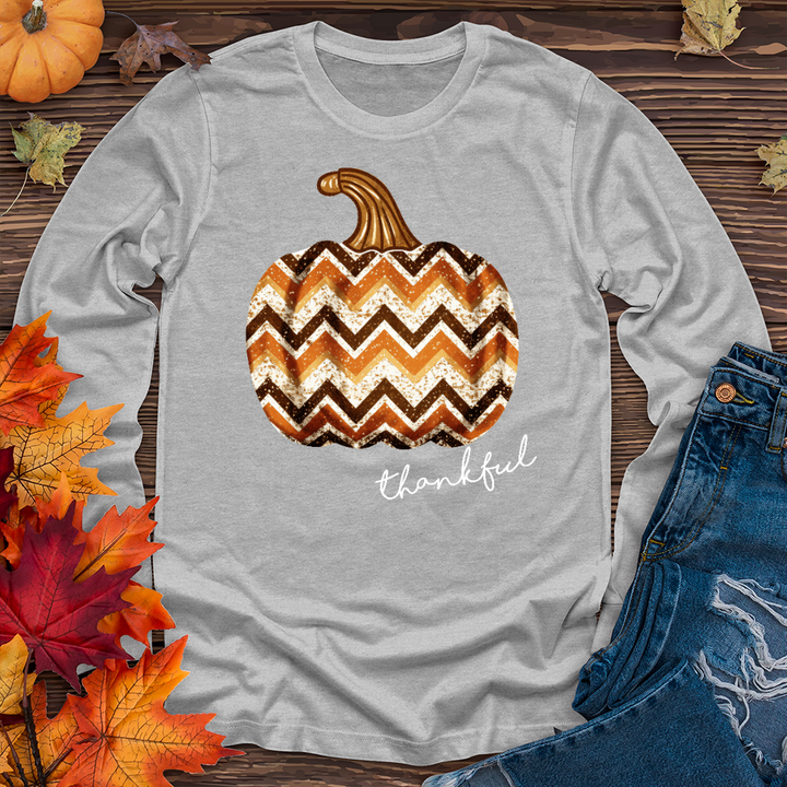 Thankful Sparkling Festive Pumpkin Long Sleeve Tee