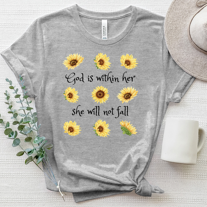 She Will Not Fall Sunflower Heathered Tee