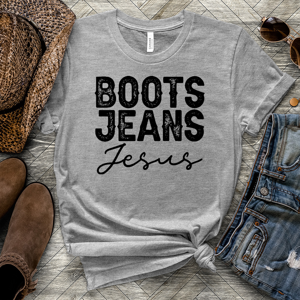 Boots Jeans Jesus Heathered Tee