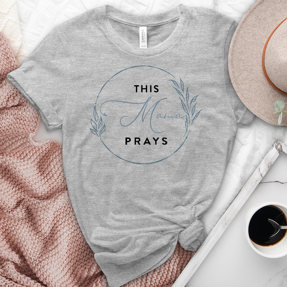 This Mama Prayers Circle Wreath Heathered Tee