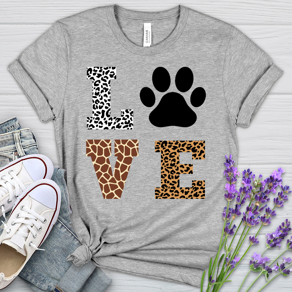 Love Leopard Paw Print Heathered Tee