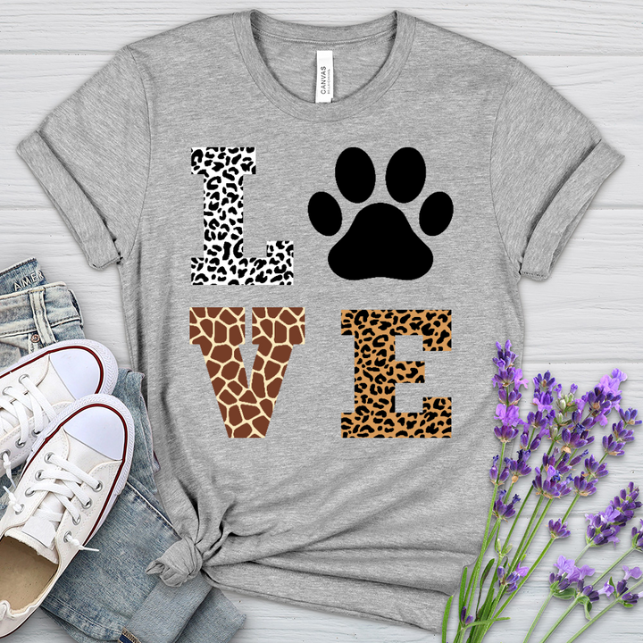 Love Leopard Paw Print Heathered Tee