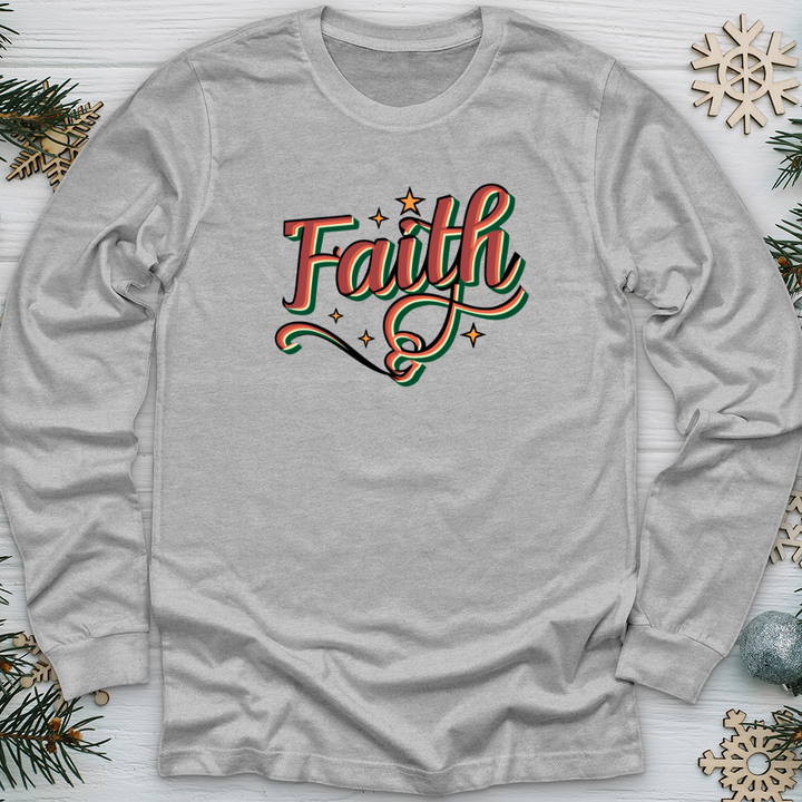 Retro Faith Christmas Long Sleeve Tee