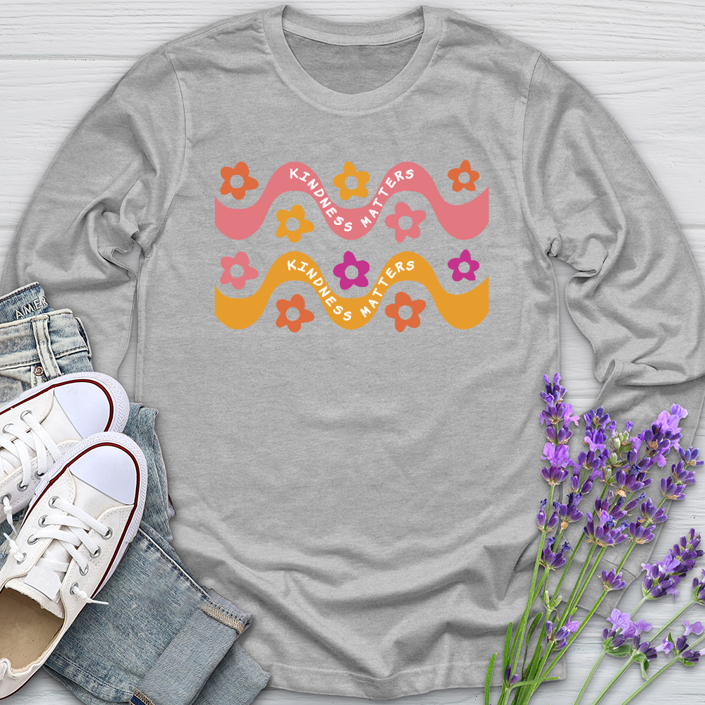 Kindness Matters Daisy Pattern Long Sleeve Tee