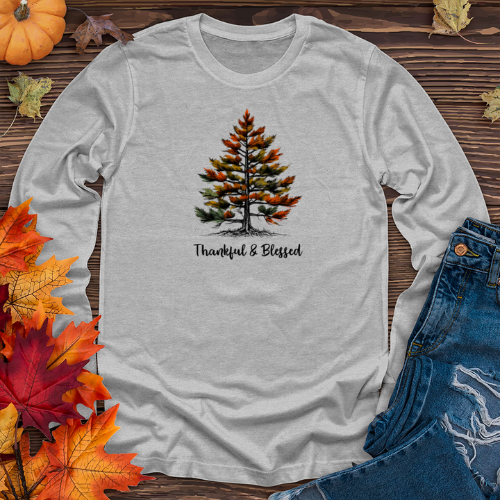 Retro Plaid Pine Tree Long Sleeve Tee