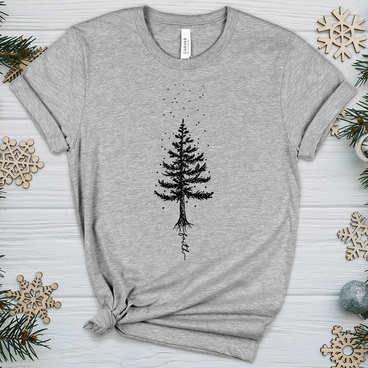 Rooted In Faith Pine Tree Heathered Tee