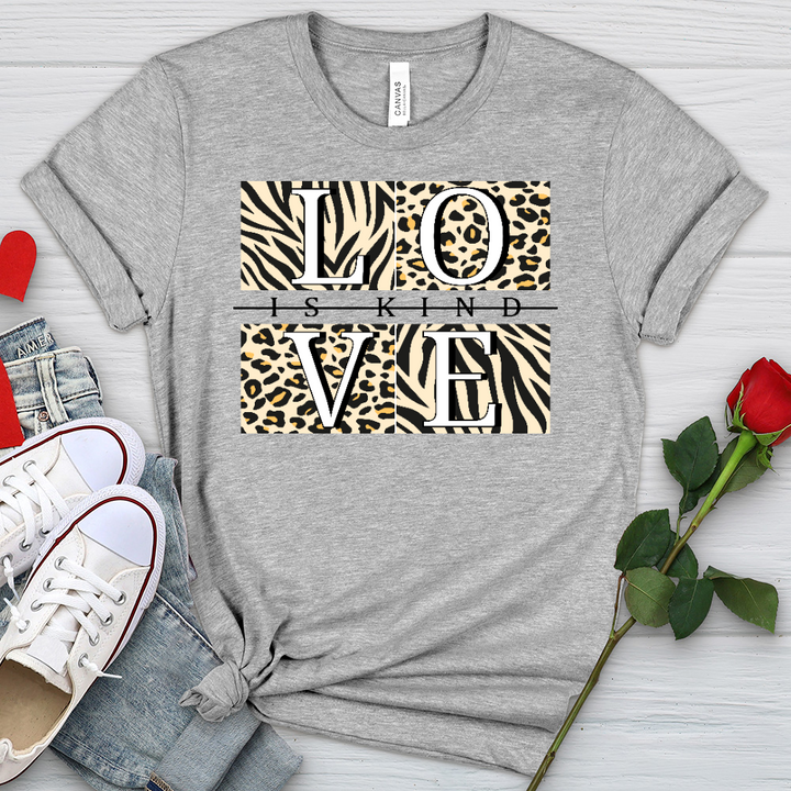 Love Is Kind Leopard Squares Heathered Tee