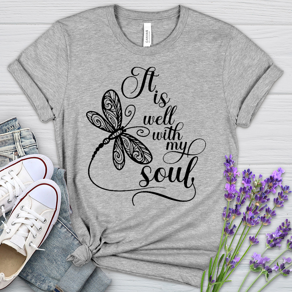 It Is Well Dragonfly Heathered Tee