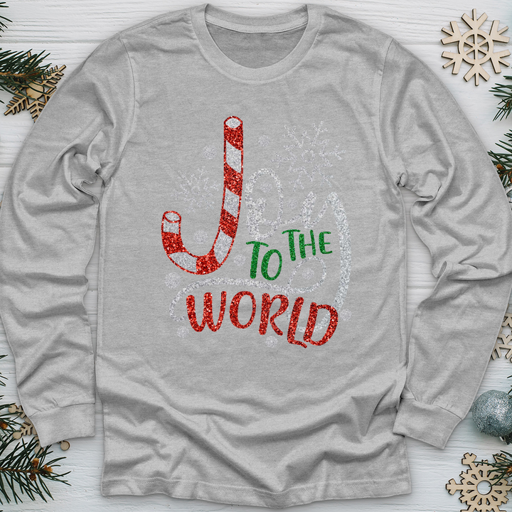 Joy To The World Candy Cane Long Sleeve Tee