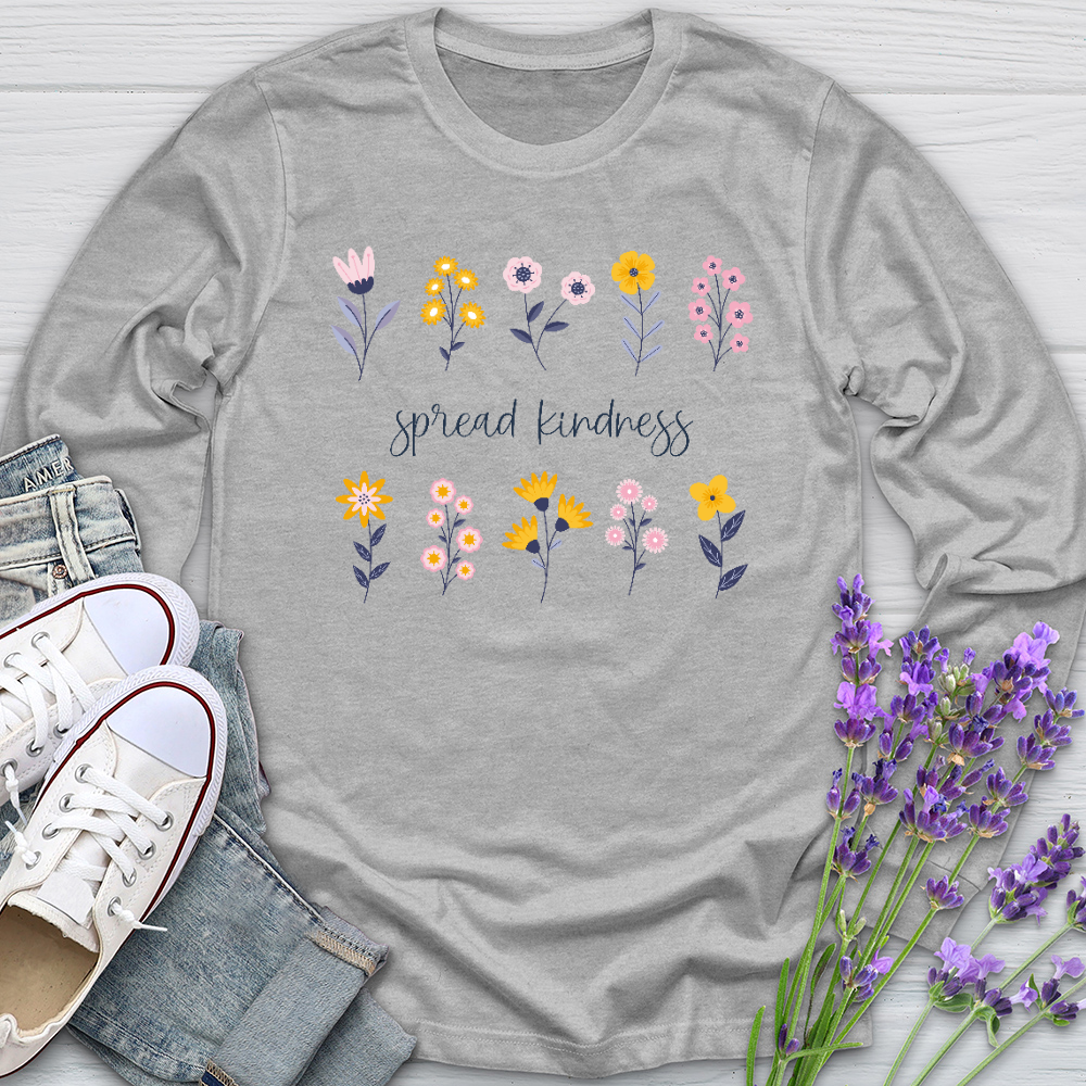 Spread Kindness Flower Pattern Long Sleeve Tee