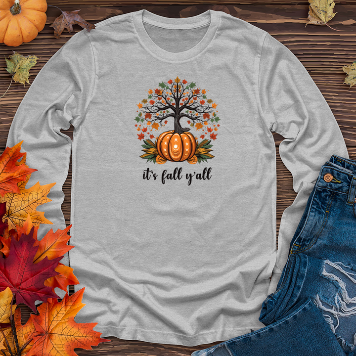 Geometric Harvest Tree Pumpkin Long Sleeve Tee