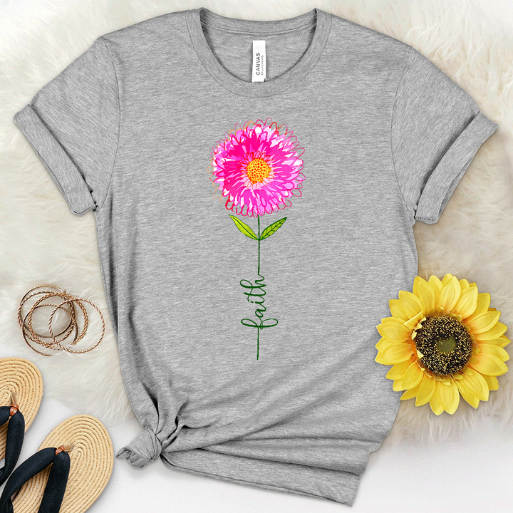 Pink Faith Flower Heathered Tee