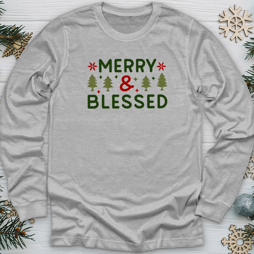 Merry & Blessed Plaid Green Long Sleeve Tee