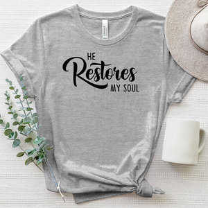 He Restores My Soul Heathered Tee