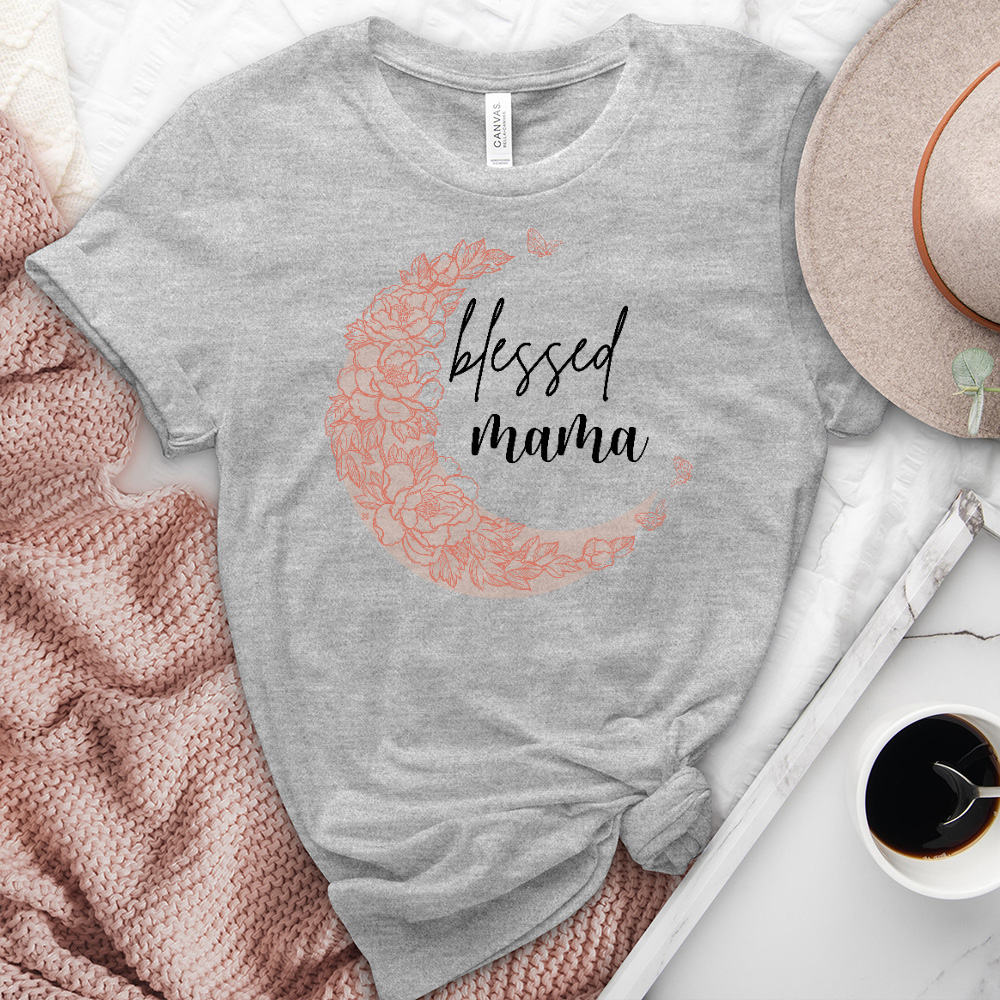 Blessed Mama Crescent Heathered Tee