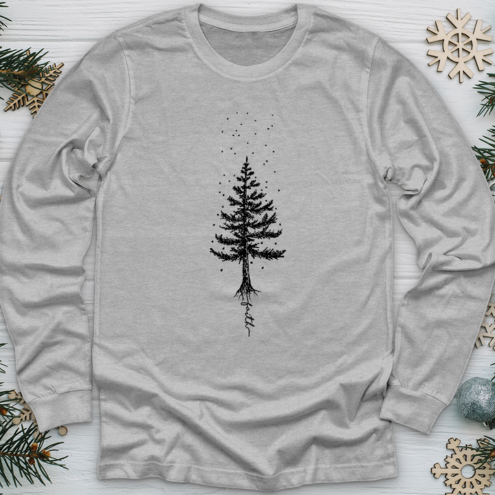 Rooted In Faith Pine Tree Long Sleeve Tee