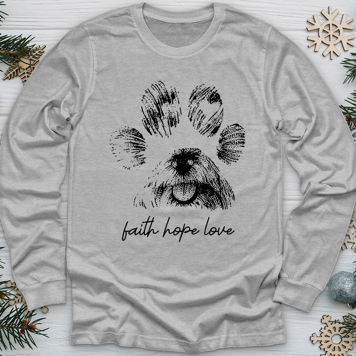 Faith Paw Print Face Long Sleeve Tee