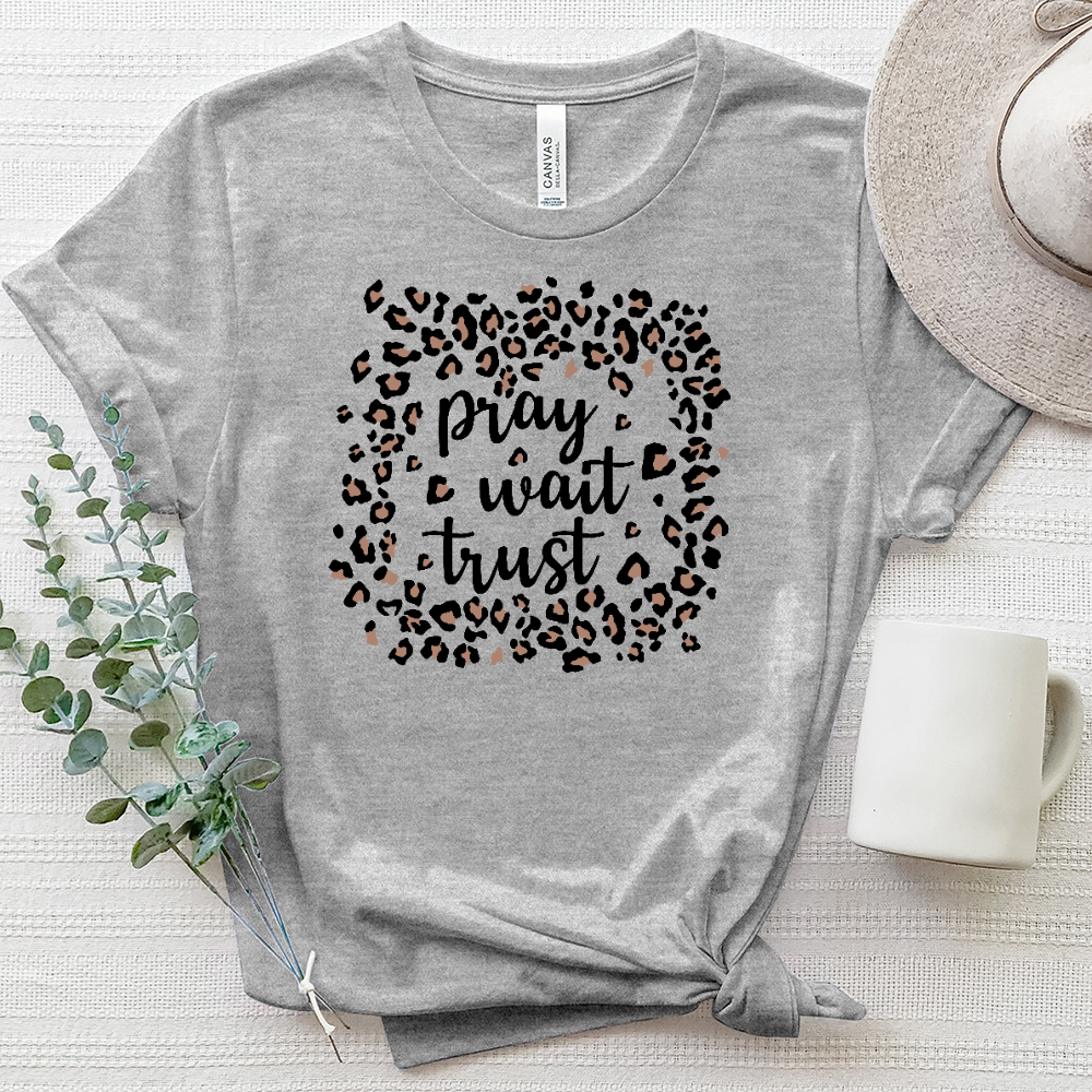 Pray Wait Trust Leopard Box Heathered Tee