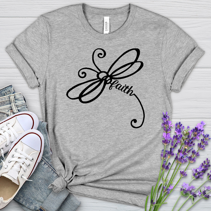 Faith Dragonfly Word Art Heathered Tee