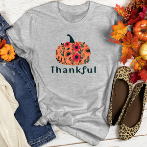 Thankful Pumpkin Flower Patch Heathered Tee