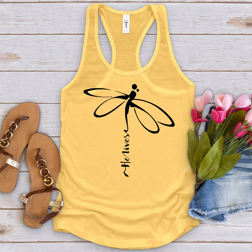 He Lives Dragonfly Tank Top