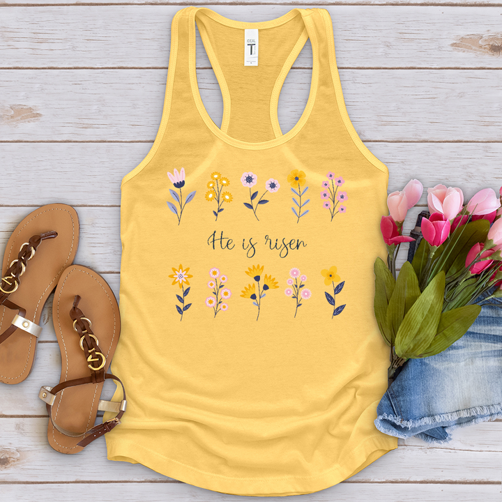 He Is Risen Flower Pattern Tank Top