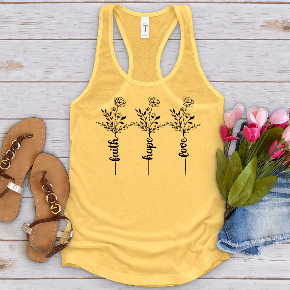 Faith Hope Love Spring Flowers Tank Top