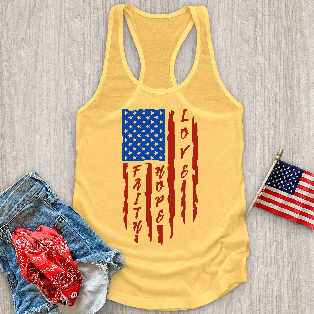 Faith Hope Love Flag Tank Top