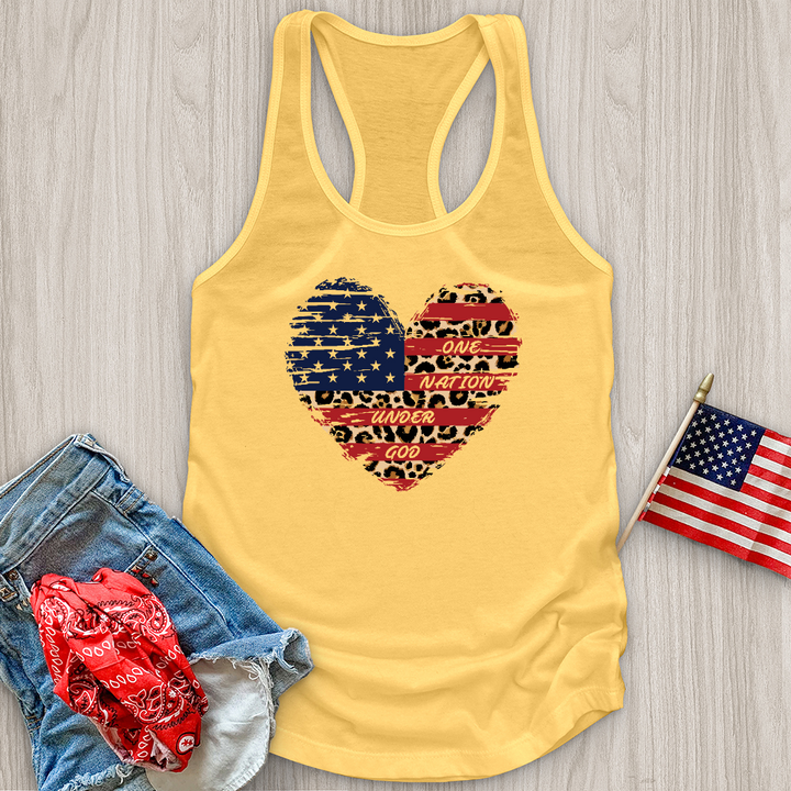 One Nation Leopard Heart Tank Top