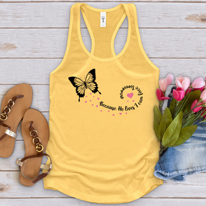 Because He Lives Butterfly Tank Top