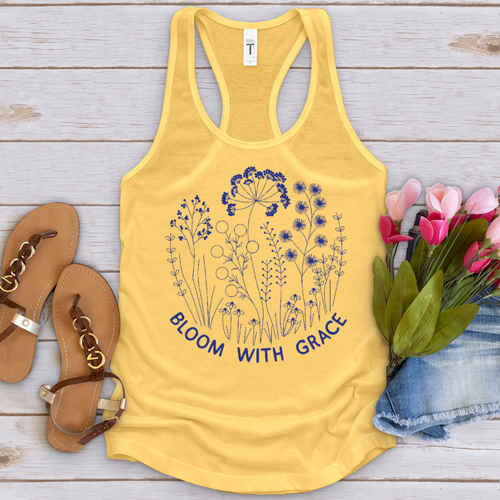 Bloom With Grace Royal Flowers Tank Top