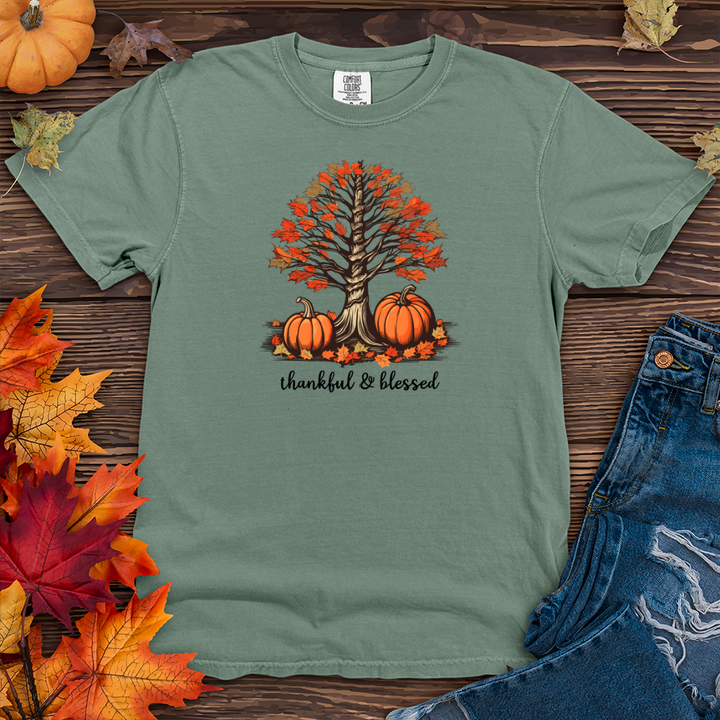 Retro Plaid Autumn Tree Heavy Cotton Comfort Colors Tee