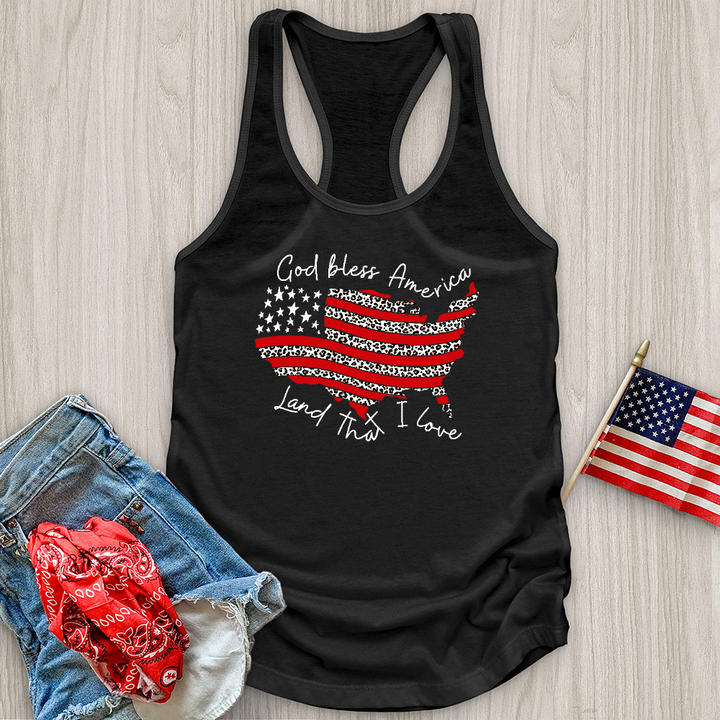 God Bless America Leopard Tank Top