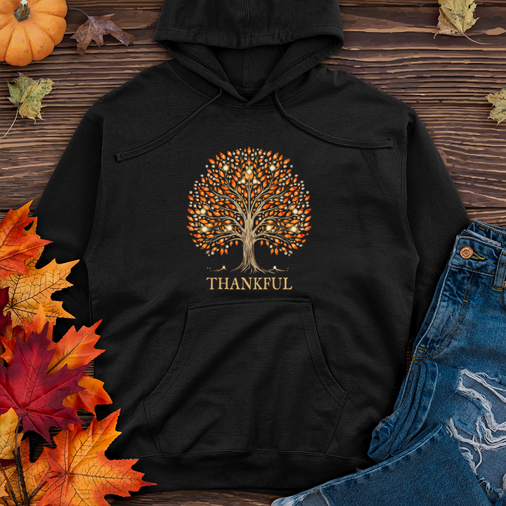 Retro Bonfire Sparkle Fall Themes Tree Midweight Hooded Sweatshirt