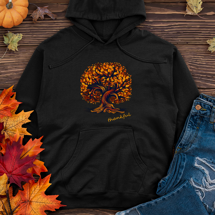 Thankful Batik Autumn Tree Midweight Hooded Sweatshirt