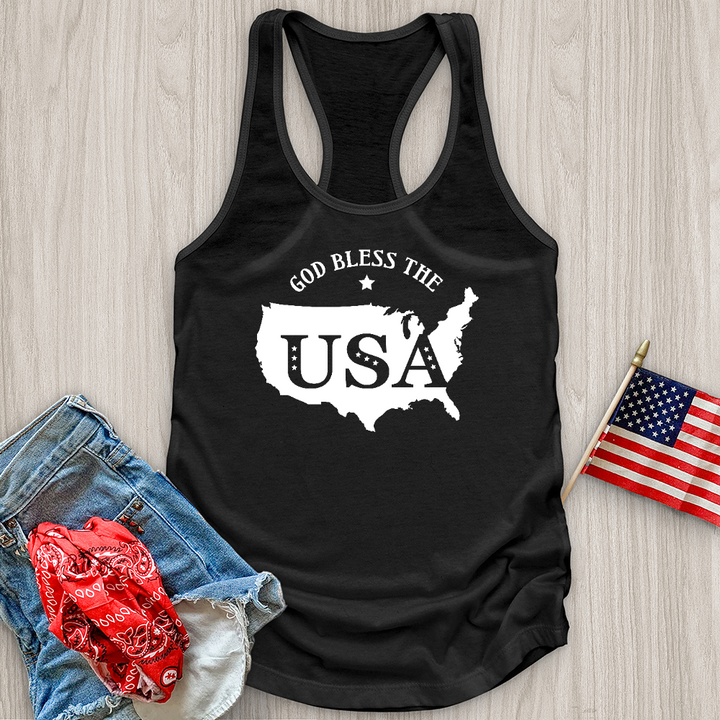 God Bless USA Outline Tank Top