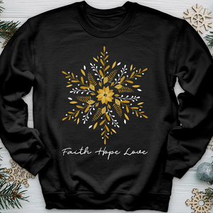 Faith Hope Love Snowflake Crewneck